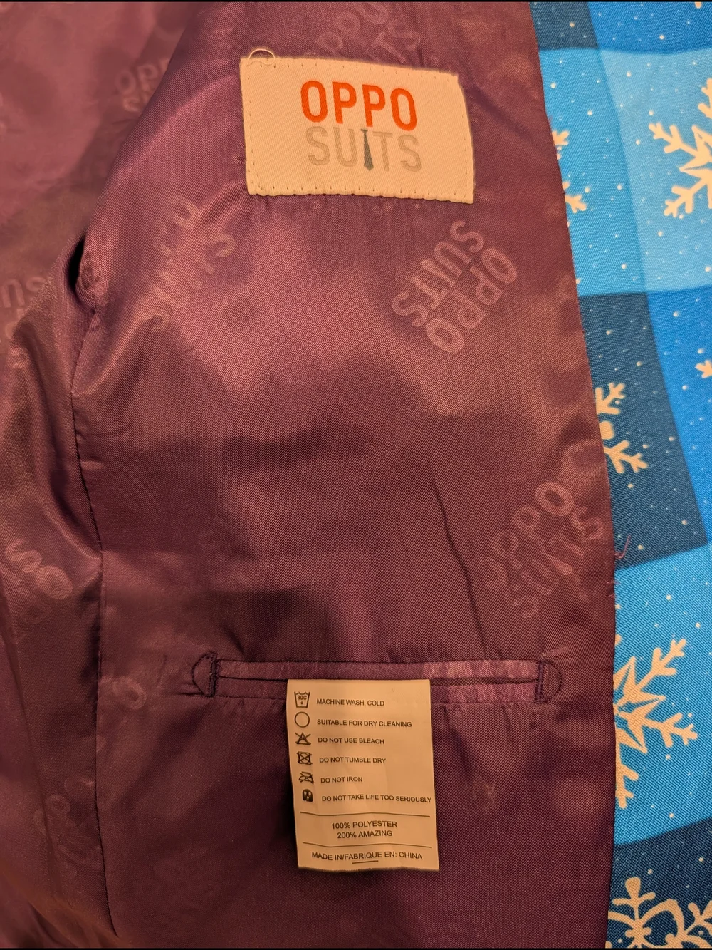 OppoSuits Blue Snowflake Suit With Tie And Hat